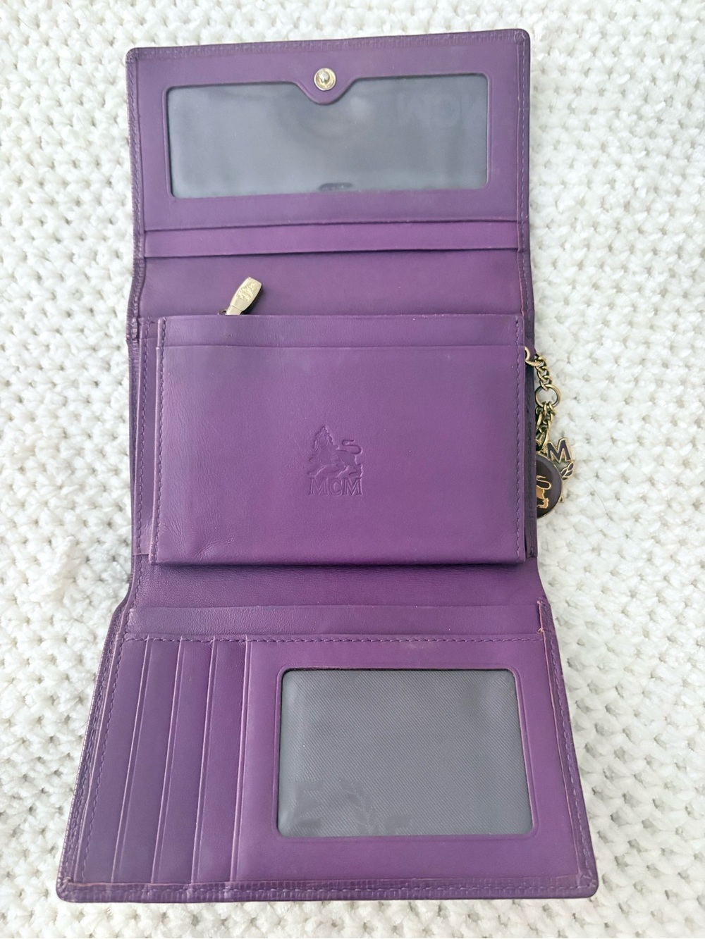 MCM Purple Leather Trifold Wallet- EUC - Picture 7 of 16
